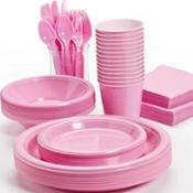 Pink disposable tableware