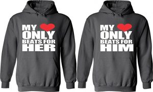My heart beats only for him or her hoodies for couples