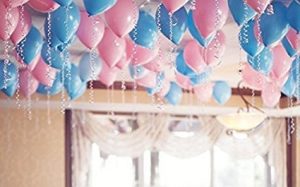 Twin gender reveal balloons